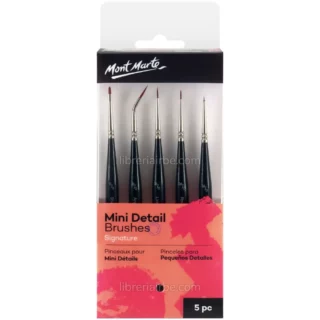 Pinceles Delineadores para Pintar Pequeños Detalles con Acuarelas, Acrílicos y Gouache, Mont Marte Signature, Set de 5 Piezas