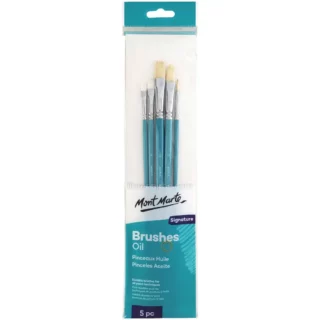 Pinceles para Óleos Mont Marte Signature, Set (Bright 8, Lengua de Gato 6 y 10, Plano 12, Redondo 6)