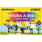 Pinturas al Dedo, para Dedos, Acrilex, Caja de 6 Colores, en Frascos de 30 ml