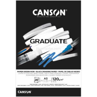 Bloc de Papel Negro CANSON GRADUATE con 20 Hojas de 120 g Tamaño A3