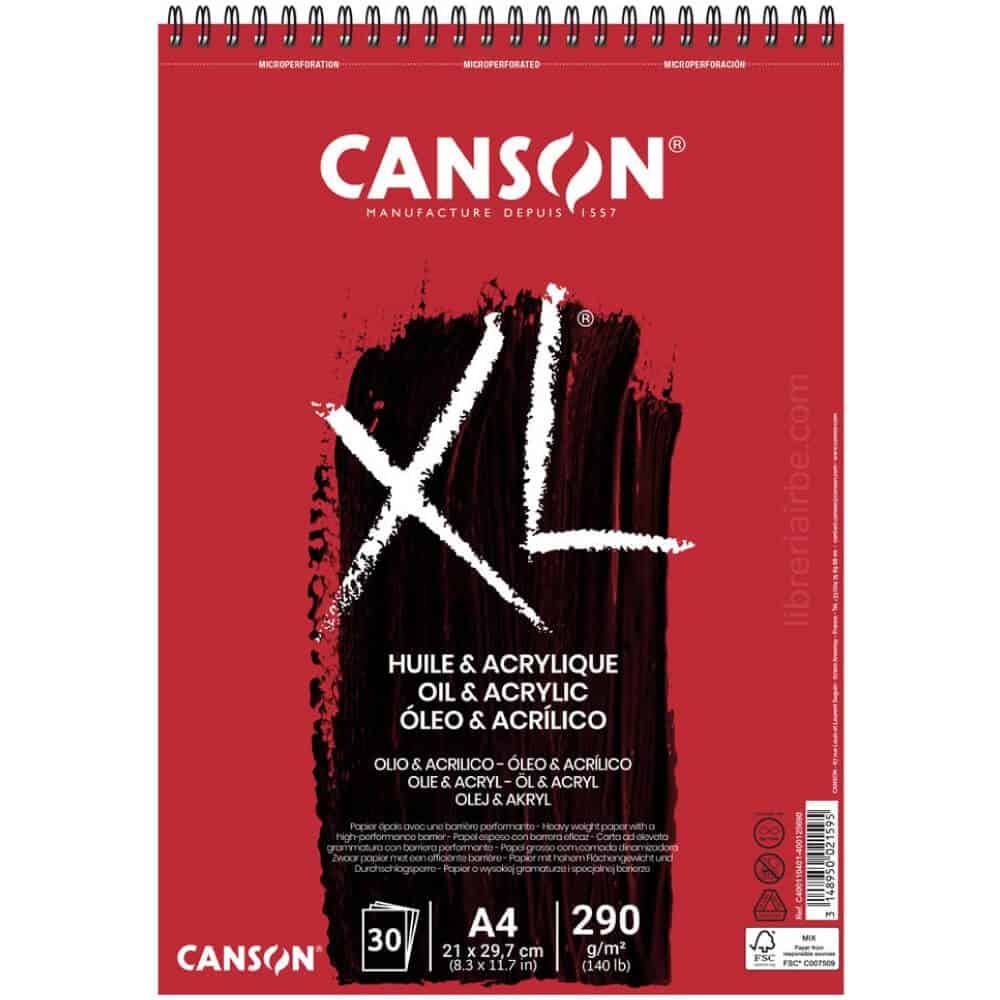 Bloc de Papel para Óleo y Acrílico CANSON XL® con 30 Hojas de 290 g Tamaño A4