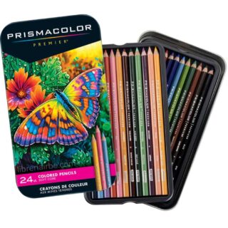 Lápices de Colores Prismacolor Premier Soft Core, Calidad Profesional, en Estuche de Metal, Set de 24 Colores