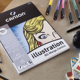 Bloc de Papel para Ilustración CANSON con 12 Hojas de 250 g Tamaño A4 Vista