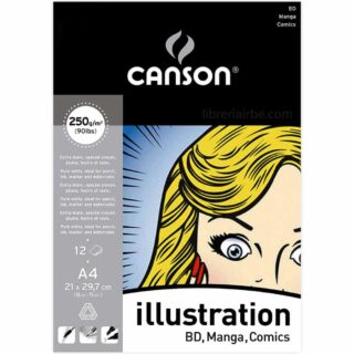 Bloc de Papel para Ilustración CANSON con 12 Hojas de 250 gsm Tamaño A4