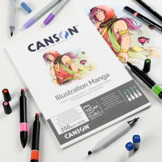 Papel para Marcadores, CANSON Ilustración Manga, Bloc con 12 Hojas Blancas de 250 g/m², Tamaño A4 - Imagen 2
