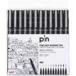 Set 12 Estilógrafos de Dibujo uni PIN Fine Line Negro