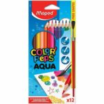 Set 12 Lápices de Colores Acuarelables Maped Color'Peps Aqua + Pincel Nuevo