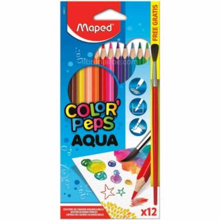 Set 12 Lápices de Colores Acuarelables Maped Color'Peps Aqua + Pincel Nuevo