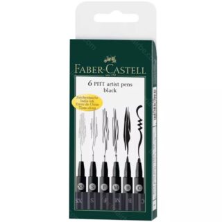 Set 6 Rotuladores Faber Castell PITT Artist Pens Negro (XS,S,F,M,B,C)