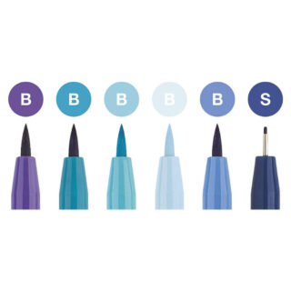 Set 6 Rotuladores para Lettering Faber-Castell PITT Artist Pens Creative Studio - Azules Puntas