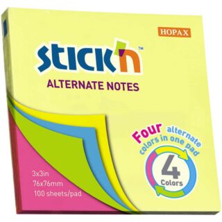 Bloc 100 Notas Adhesivas Stick'n Alternate Neón (76 x 76 mm) 4 Colores Alternados