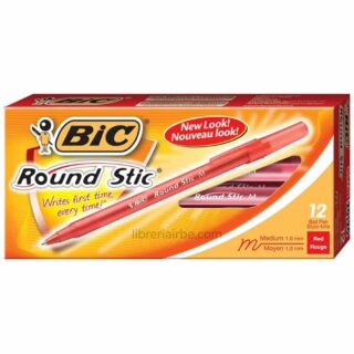 Caja 12 Bolígrafos BIC Round Stic Medium Rojo