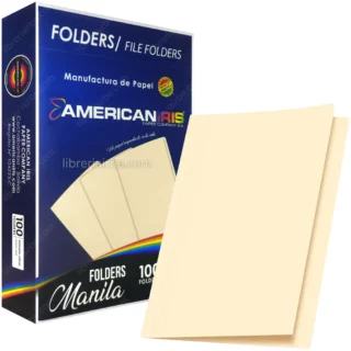 Folder Manila de Cartulina, 200 g-m², American Iris, Tamaño Oficio, Paquete de 100 Piezas, Amarillo