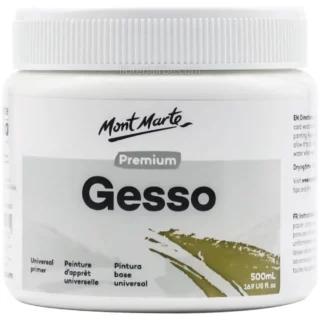 Gesso, Pintura Base Universal para Pintar con Acrílicos y Óleos, Mont Marte Premium, Bote de 500 ml