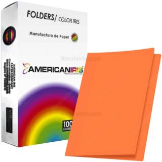 Paquete 100 Fólders de Color Tamaño Oficio American Iris - Naranja