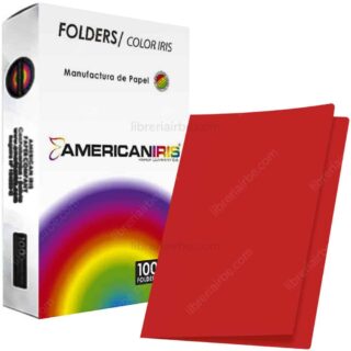 Paquete 100 Fólders de Color Tamaño Oficio American Iris - Rojo