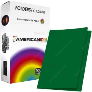 Paquete 100 Fólders de Color Tamaño Oficio American Iris - Verde