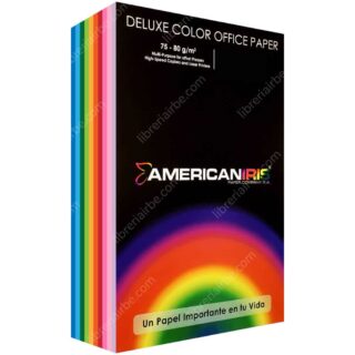 Paquete 500 Hojas de Papel Bond American Iris (10 Colores) Tamaño Oficio