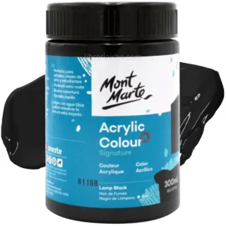 Pintura Acrílica Mont Marte Signature, Bote de 300 ml, Negro de Lámpara