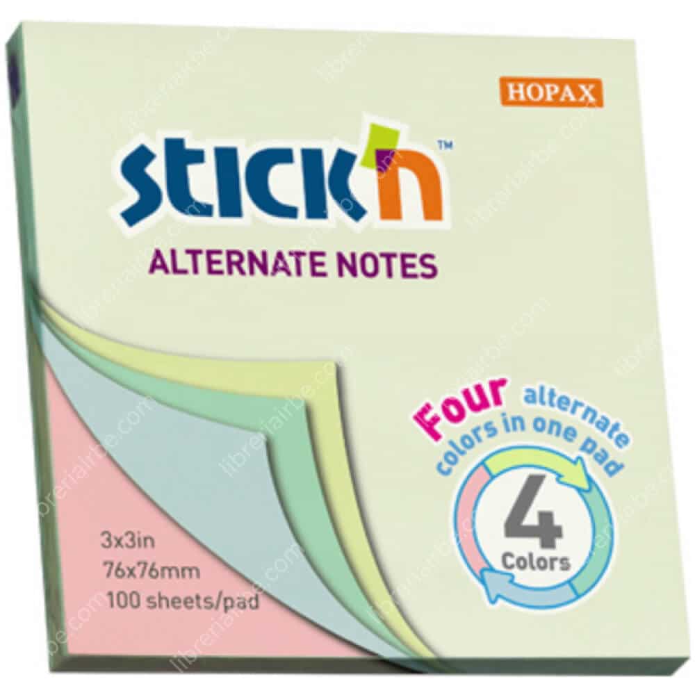 Bloc 100 Notas Adhesivas Stick'n Alternate Pastel (76 x 76 mm) 4 Colores Alternados