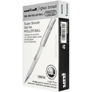 Caja 12 Bolígrafos Gel uni-ball Signo Broad UM-153 Blanco