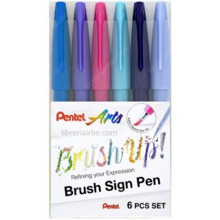 Marcadores Punta Pincel Delgada, Pentel Touch, Brush Sign Pen, Set de 6 Colores - Chic
