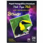 Papel Fotográfico, Autoadhesivo, Mate,  Tamaño A4, para Imprimir, Bellart, 135 g/m², Paquete de 20 Hojas