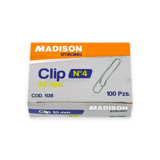 Caja de 100 Clips Niquelados MADISON Nº 4 (33 mm)