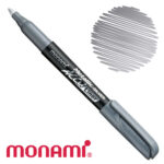 Marcador Permanente Monami Accu Liner - Plateado Metálico