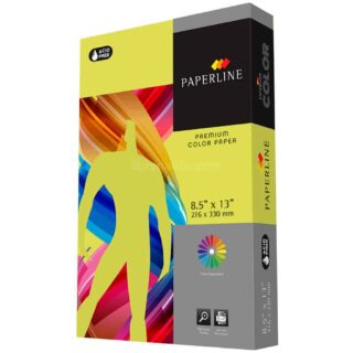 Paquete 500 Hojas de Papel Bond 75 g PAPERLINE Tamaño Oficio - Amarillo Fluorescente