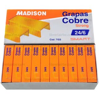 Paquete con 10 Cajas de Grapas de Cobre MADISON 24-6