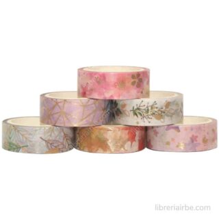 Set 6 Rollos de Cinta Adhesiva Decorativa Washi Tape - Florales Ejemplo