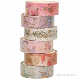 Set 6 Rollos de Cinta Adhesiva Decorativa Washi Tape - Florales Uso
