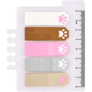 Set de 100 Banderitas Adhesivas de Plástico Semitransparente - Huellas de Gatitos