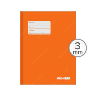 Cuaderno Empastado Medio Oficio WINNER con 100 Hojas Cuadriculadas 3 mm