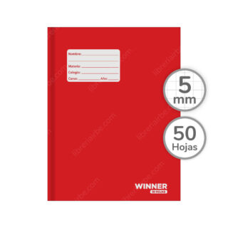 Cuaderno Empastado Medio Oficio WINNER con 50 Hojas Cuadriculadas 5 mm
