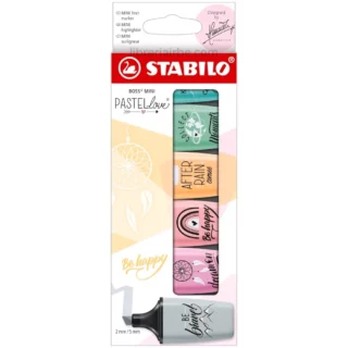 Resaltadores STABILO BOSS Mini Pastellove, Set de 6 Colores Pastel