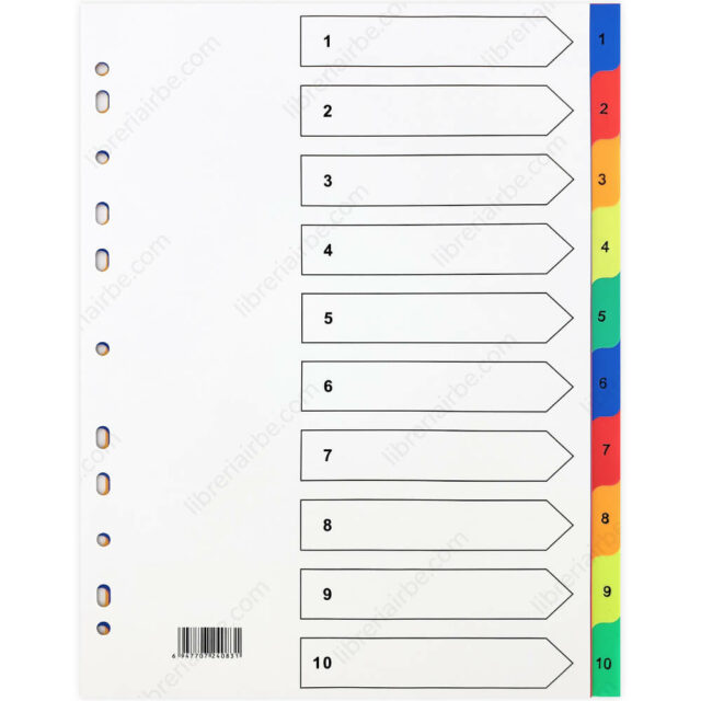 Paquete Separadores de Plástico Tamaño Carta - A4 (1 a 10)