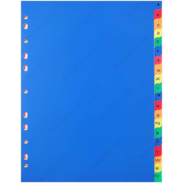 Paquete Separadores de Plástico Tamaño Carta - A4 (Alfabético A-Z) Vista
