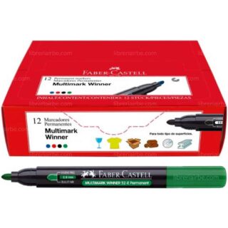 Caja 12 Marcadores Permanentes Punta Redonda Faber-Castell Multimark Winner 52-E Verde