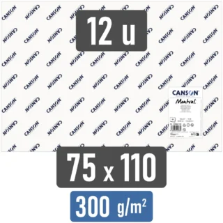 Papel para Pintar con Acuarelas, CANSON Montval®, Pliego de 75 x 110 cm, 300 g-m², Paquete 12 Hojas