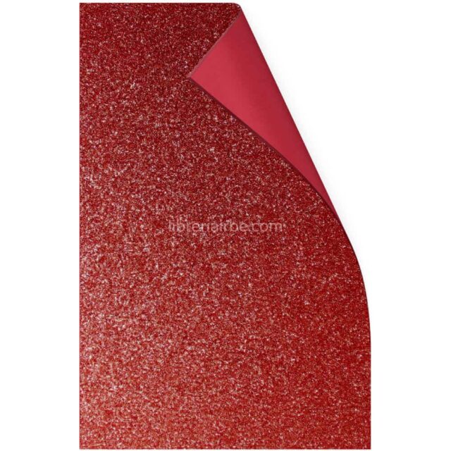Hoja de Goma Eva con Glitter - Brillo Tamaño Oficio - Rojo