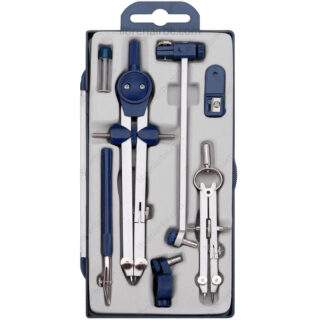 Compás de Precisión, de Metal, con Accesorios, en Estuche de Plástico, Set de 7 Piezas