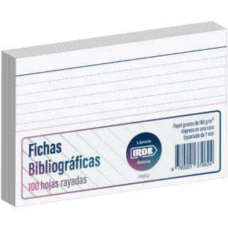 Paquete 100 Tarjetas para Fichas Bibliográficas - Flash Cards IRBE (16.5 x 10.5 cm) Rayadas