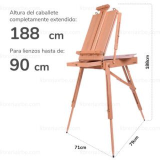 Caballete de Madera Estilo Francés Plegable y Portátil Mont Marte Extra Grande Medidas