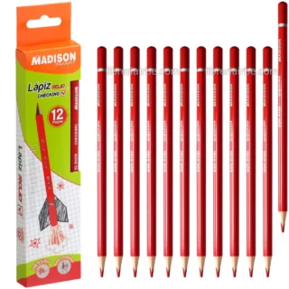 Lápices Rojos, MADISON Checking, Triangular, Caja de 12 Piezas