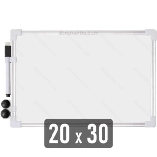 Pizarra Magnética Blanca, Doble Cara con Marco de Aluminio + 1 Marcador y 2 Imanes, 20 x 30 cm