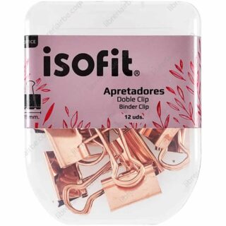 Caja de 12 Sujeta Papeles - Binder Clips Isofit 19 mm Office Design Woman - Gold Rose