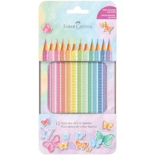 EcoLápices de Color, Faber-Castell Sparkle, con Estuche de Metal, Set de 12 Colores