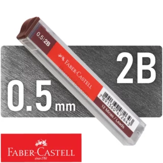 Minas de Repuesto, Faber-Castell, Estuche con 12 Piezas, para Portaminas 0.5 mm, Grafito Grado 2B